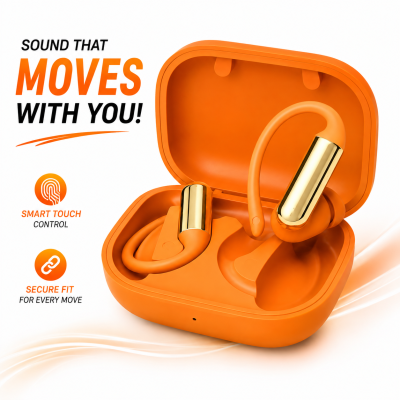 CD001 Open Ear True Wireless Earbuds – Hi-Res Audio Sports Ear-Hook Headphones with ANC Noise Cancelling, Type-C Fast Charging & Long Battery